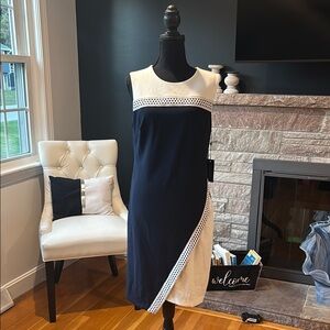 Tommy Hilfiger Navy and White Asymmetrical Dress